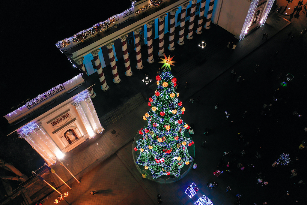 The Main Christmas Tree of Odesa. Dumskaya Square. 2021