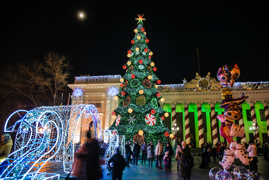 The Main Christmas Tree of Odesa. Dumskaya Square. 2021